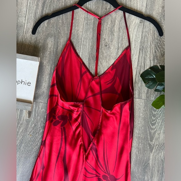 VTG Victorias Secret Floral Charmeuse Silk Full Length Slip Dress Cut Out Back S - Picture 10 of 16